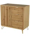 Peyton Lane Ribbed 3-drawer Cabinet With Metal Handles