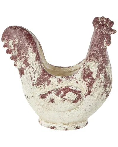 Peyton Lane Rooster Distressed Planter In White