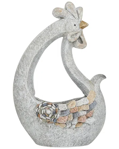 Peyton Lane Rooster Fiberglass Planter With Stone Mosaic Design In Gray