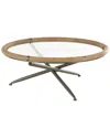 Peyton Lane Round Living Room Coffee Table With Framed Glass Tabletop