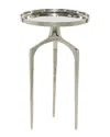Peyton Lane Round Silver Raised Edge Accent Table In Silver