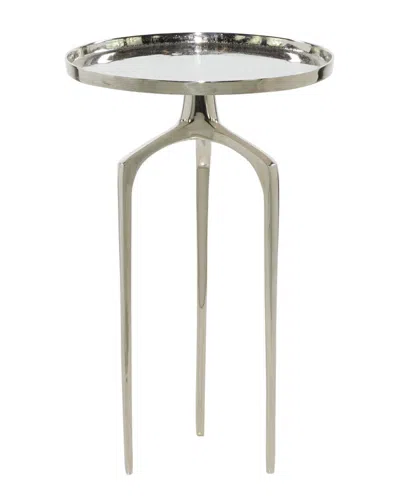 Peyton Lane Round Silver Raised Edge Accent Table