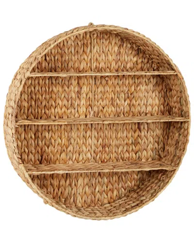 Peyton Lane Round Water Hyacinth Wicker Hanging Shelf
