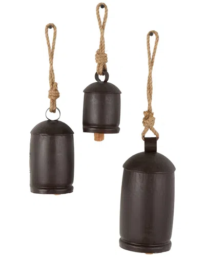Peyton Lane Rustic Metal Decorative Cow Bells Set In Brown