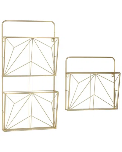 Peyton Lane Rustic Metal Wall Shelf Set In Gold