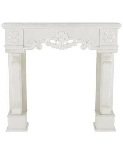 Peyton Lane Scroll Freestanding Fireplace Mantle With Floral Accents In White