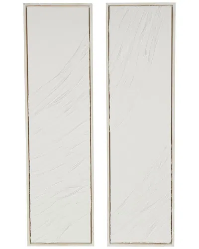 Peyton Lane Set Of 2 Abstract Wood Dimensional Wavy Textured Panel Home Wall  Decor In White