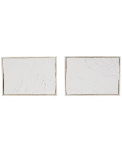 Peyton Lane Set Of 2 Abstract Wood Wavy Textured Wall Decor In White