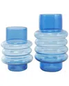 Peyton Lane Set Of 2 Blue Glass Ombre Bubble Vase In Blue