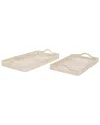 Peyton Lane Set Of 2 Bohemian Rectangle Rattan Tray In Cream