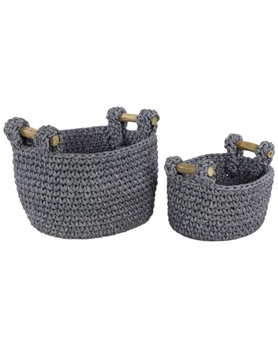 PEYTON LANE PEYTON LANE SET OF 2 BOHEMIAN ROUND POLYESTER STORAGE BASKET