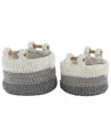 Peyton Lane Set Of 2 Bohemian Round White Polyester Storage Basket