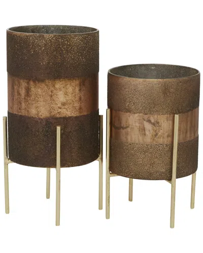 Peyton Lane Set Of 2 Brown Glass Candle Holder