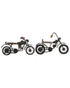 Peyton Lane Set Of 2 Brown Motorcycle Sculp In Brown