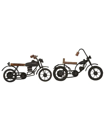 Peyton Lane Set Of 2 Brown Motorcycle Sculp