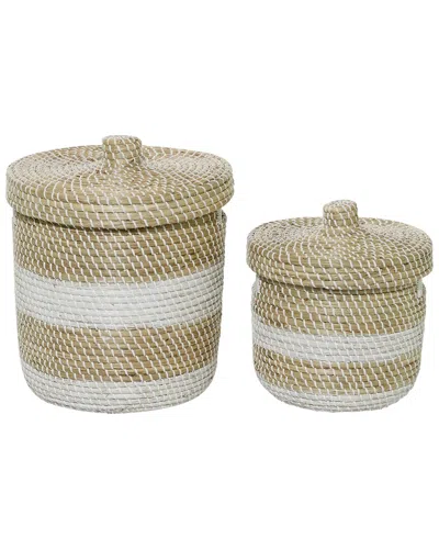 Peyton Lane Set Of 2 Brown Sea Grass Natural Storage Basket In Neutral