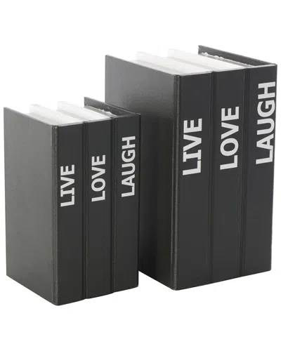 Peyton Lane Set Of 2 Canvas Faux Book Storage Boxes In Black