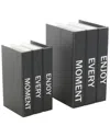 Peyton Lane Set Of 2 Canvas Faux Book Storage Boxes In Black