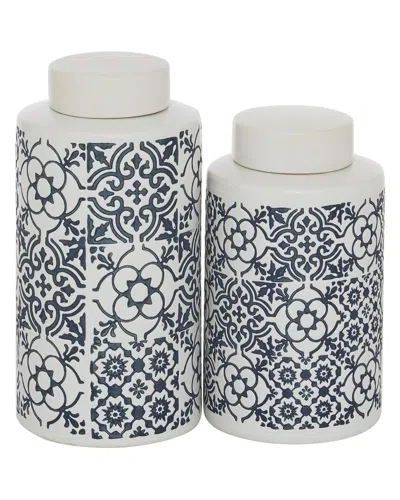 Peyton Lane Set Of 2 Ceramic Country Cottage Decorative Jars