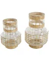Peyton Lane Set Of 2 Clear Glass Handmade Rattan Wrapped Vase