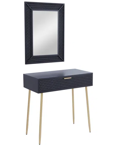 Peyton Lane Set Of 2 Contemporary Black Wood Vanity With Stool