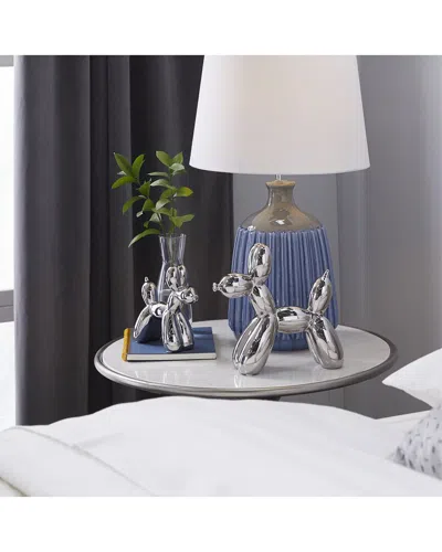 Peyton Lane Set Of 2 Contemporary Dog Ceramic Sculpture In Silver