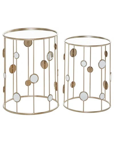 Peyton Lane Set Of 2 Contemporary Round Accent Tables In Gold