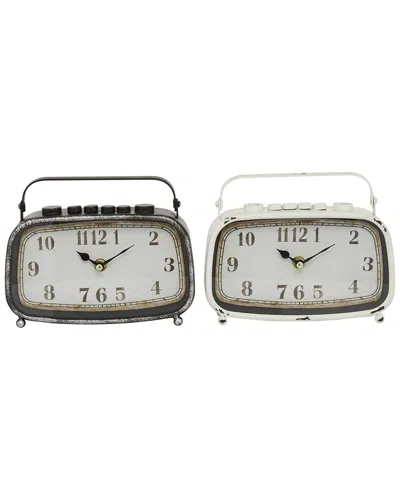 Peyton Lane Set Of 2 Country Cottage Retro Radio Style Multi Colored Metal Clock