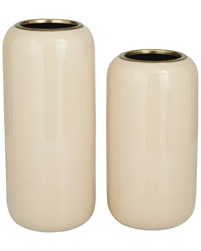 Peyton Lane Set Of 2 Cream Metal Decorative Vase