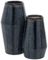 Peyton Lane Set Of 2 Dark Blue Ceramic Vase In Dark Blue