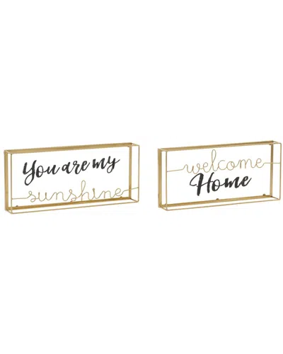 Peyton Lane Set Of 2 Decorative Signs In Gold