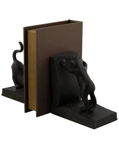 Peyton Lane Set Of 2 Eclectic Cats Polystone Bookends In Black
