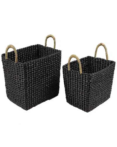 Peyton Lane Set Of 2 Eclectic Storage Baskets In Black