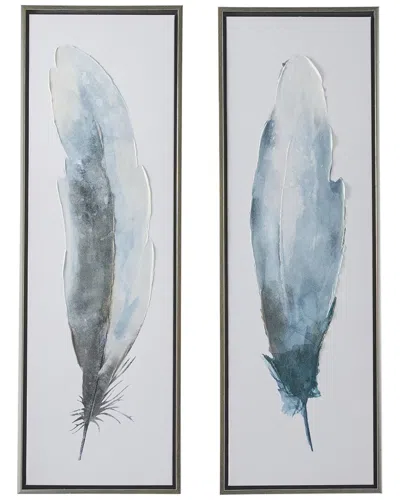 Peyton Lane Set Of 2 Feathers Framed Wall Art Pieces In Multicolor