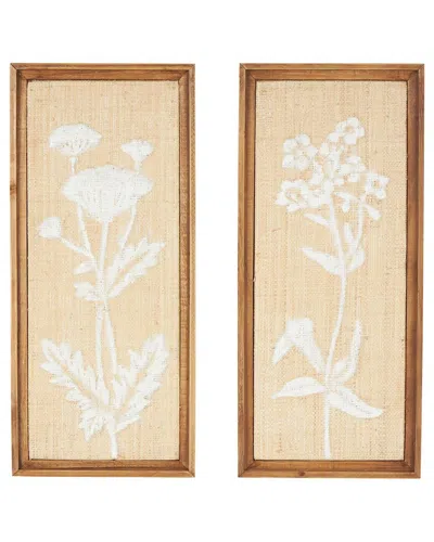 Peyton Lane Set Of 2 Floral Wood Textured Home Wall Decor In Brown
