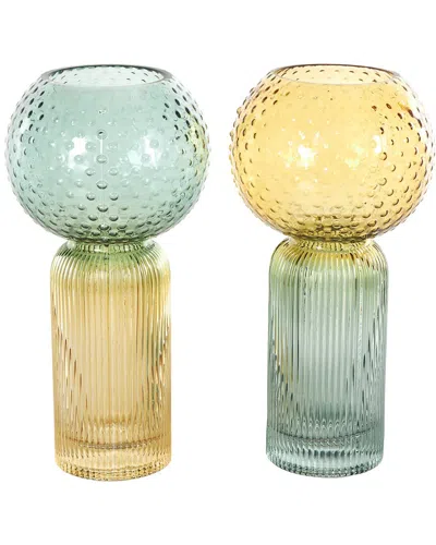 Peyton Lane Set Of 2 Flower Vases In Green