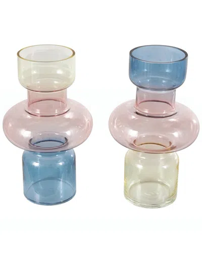 Peyton Lane Set Of 2 Flower Vases In Multi