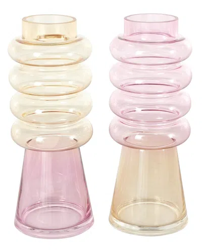 Peyton Lane Set Of 2 Flower Vases In Multi