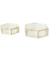 Peyton Lane Set Of 2 Geometric Glass Hexagon Decorative Jewelry Box