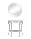 Peyton Lane Set Of 2 Glam Console Table With Mirror In White