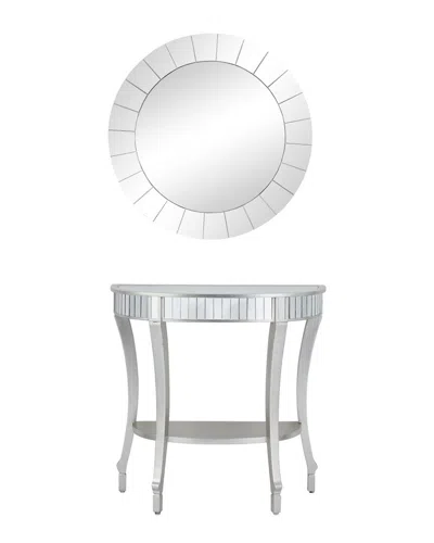 Peyton Lane Set Of 2 Glam Console Table With Mirror In White