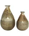 Peyton Lane Set Of 2 Glass Blown Vase In Gold