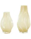Peyton Lane Set Of 2 Glass Wavy Ombre Decorative Vase In Yellow
