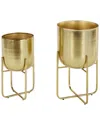 Peyton Lane Set Of 2 Gold Metal Contemporary Planters In Gold
