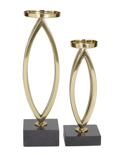 Peyton Lane Set Of 2 Gold Stainless Steel Candle Holders