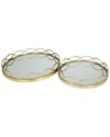 Peyton Lane Set Of 2 Gold Stainless Steel Mirrored Trays In Gold