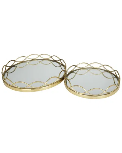 Peyton Lane Set Of 2 Gold Stainless Steel Mirrored Trays