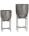 Peyton Lane Set Of 2 Grey Modern Planter In Gray