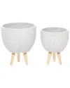 Peyton Lane Set Of 2 Grey Polystone Contemporary Planters In Grey