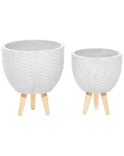 Peyton Lane Set Of 2 Grey Polystone Contemporary Planters